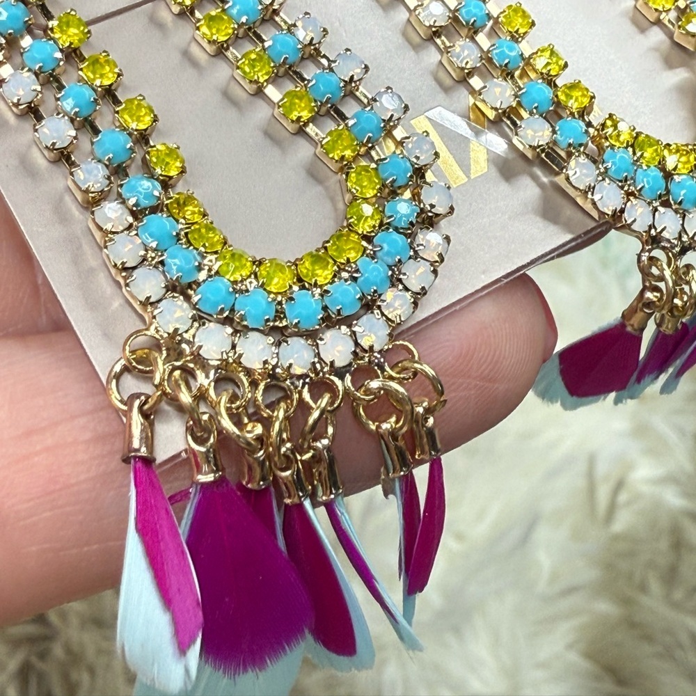 Colorful Rhinestone Statement Earrings - Picture 3 of 3